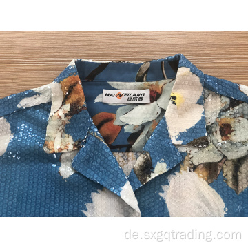 Männliches 100% Polyester Kostüm Pailletten Kurzarmhemd